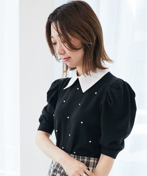 MAJESTIC LEGON / マジェスティックレゴン ニット・セーター | 2way襟付きビジューニット | 詳細26