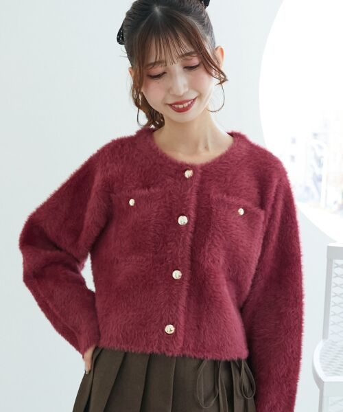 MAJESTIC LEGON / マジェスティックレゴン カーディガン・ボレロ | ∞ポケット付きフェザークルーカーデ | 詳細13