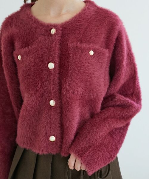 MAJESTIC LEGON / マジェスティックレゴン カーディガン・ボレロ | ∞ポケット付きフェザークルーカーデ | 詳細16