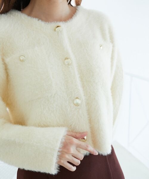 MAJESTIC LEGON / マジェスティックレゴン カーディガン・ボレロ | ∞ポケット付きフェザークルーカーデ | 詳細9