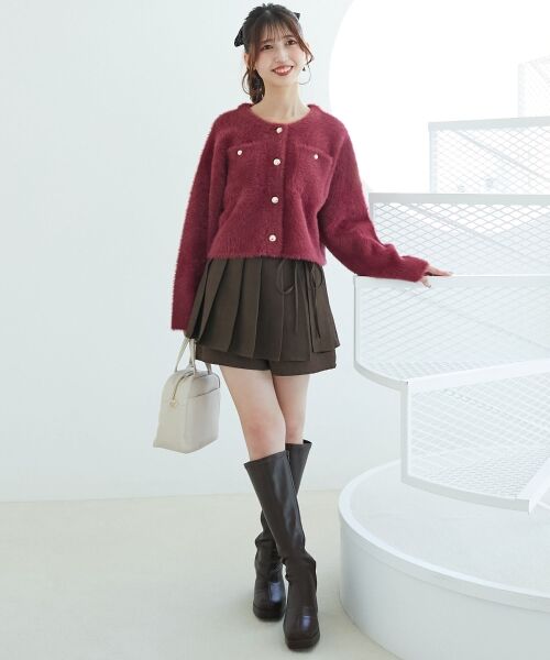 MAJESTIC LEGON / マジェスティックレゴン カーディガン・ボレロ | ポケット付きフェザークルーカーデ | 詳細10