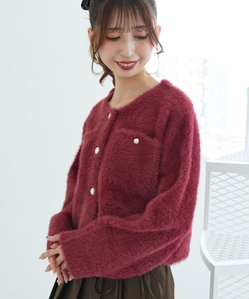 MAJESTIC LEGON / マジェスティックレゴン カーディガン・ボレロ | ポケット付きフェザークルーカーデ | 詳細14