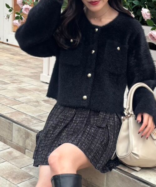 MAJESTIC LEGON / マジェスティックレゴン カーディガン・ボレロ | ポケット付きフェザークルーカーデ | 詳細25