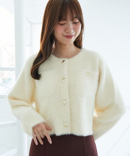 MAJESTIC LEGON / マジェスティックレゴン カーディガン・ボレロ | ポケット付きフェザークルーカーデ | 詳細6