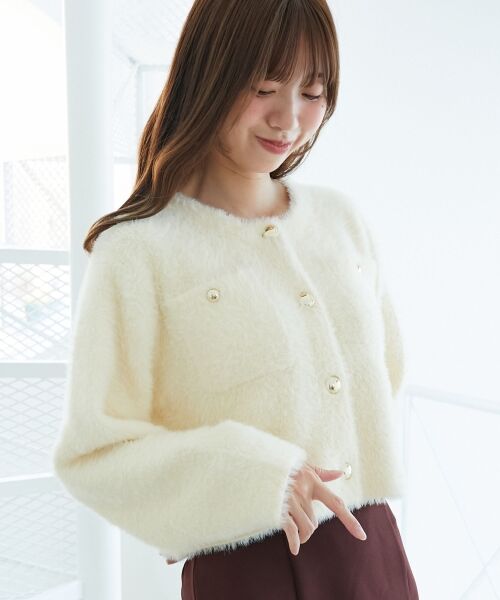 MAJESTIC LEGON / マジェスティックレゴン カーディガン・ボレロ | ポケット付きフェザークルーカーデ | 詳細7