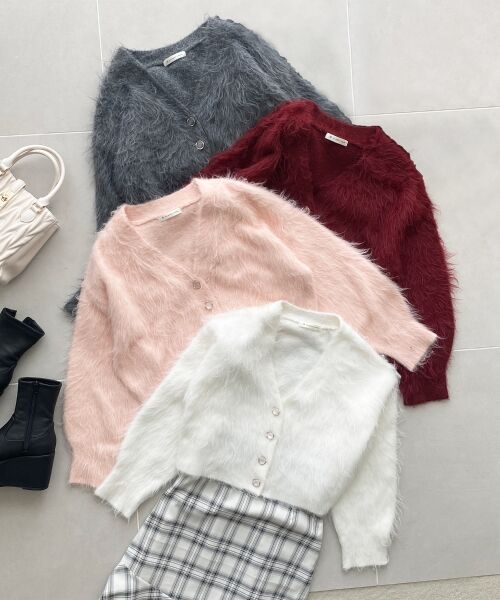 MAJESTIC LEGON / マジェスティックレゴン カーディガン・ボレロ | ふわふわVネックショートカーデ | 詳細1