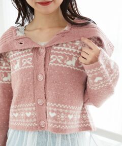 MAJESTIC LEGON / マジェスティックレゴン カーディガン・ボレロ | 襟付きネコチャンジャカードカーデ