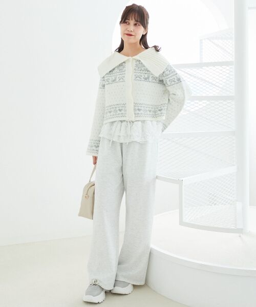 MAJESTIC LEGON / マジェスティックレゴン カーディガン・ボレロ | 襟付きネコチャンジャカードカーデ | 詳細1