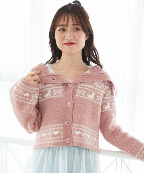 MAJESTIC LEGON / マジェスティックレゴン カーディガン・ボレロ | 襟付きネコチャンジャカードカーデ | 詳細10