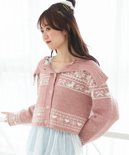 MAJESTIC LEGON / マジェスティックレゴン カーディガン・ボレロ | 襟付きネコチャンジャカードカーデ | 詳細11