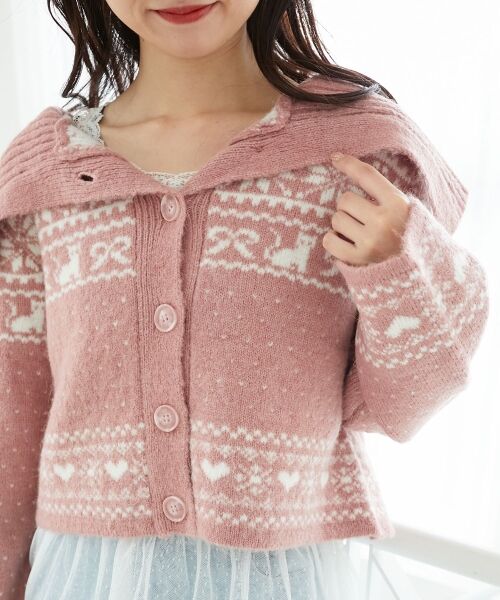 MAJESTIC LEGON / マジェスティックレゴン カーディガン・ボレロ | 襟付きネコチャンジャカードカーデ | 詳細13
