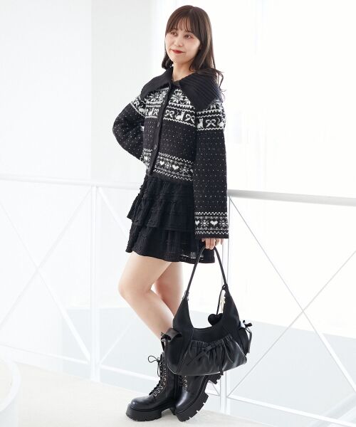 MAJESTIC LEGON / マジェスティックレゴン カーディガン・ボレロ | 襟付きネコチャンジャカードカーデ | 詳細15