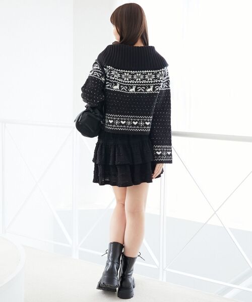 MAJESTIC LEGON / マジェスティックレゴン カーディガン・ボレロ | 襟付きネコチャンジャカードカーデ | 詳細16