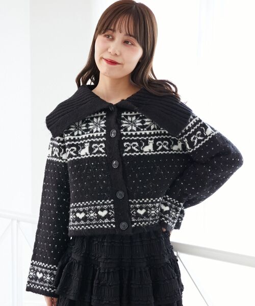 MAJESTIC LEGON / マジェスティックレゴン カーディガン・ボレロ | 襟付きネコチャンジャカードカーデ | 詳細17