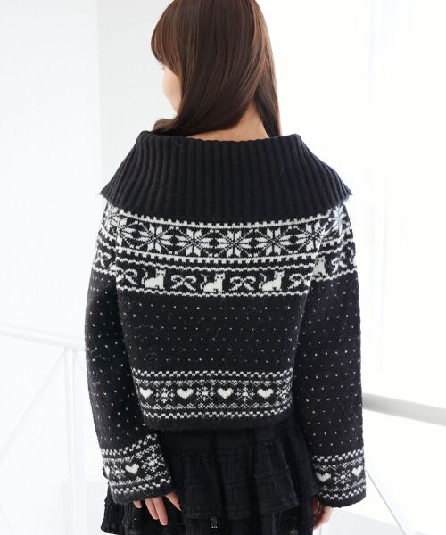 MAJESTIC LEGON / マジェスティックレゴン カーディガン・ボレロ | 襟付きネコチャンジャカードカーデ | 詳細18