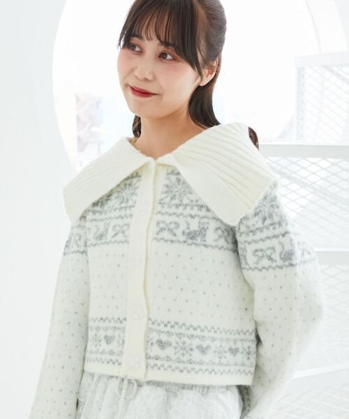 MAJESTIC LEGON / マジェスティックレゴン カーディガン・ボレロ | 襟付きネコチャンジャカードカーデ | 詳細4