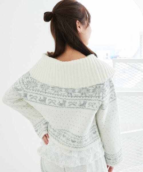 MAJESTIC LEGON / マジェスティックレゴン カーディガン・ボレロ | 襟付きネコチャンジャカードカーデ | 詳細5