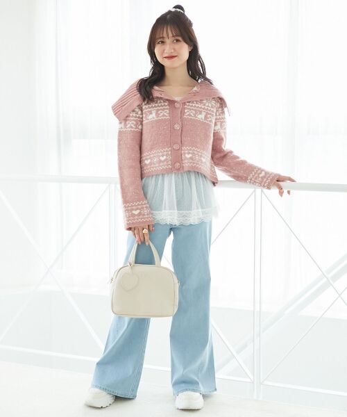 MAJESTIC LEGON / マジェスティックレゴン カーディガン・ボレロ | 襟付きネコチャンジャカードカーデ | 詳細7