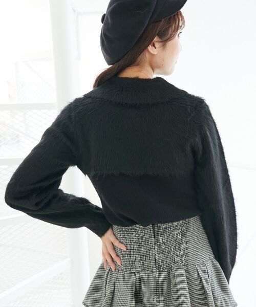 MAJESTIC LEGON / マジェスティックレゴン ニット・セーター | 襟付きデコルテオープンニット | 詳細10
