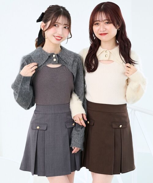 MAJESTIC LEGON / マジェスティックレゴン ニット・セーター | 襟付きデコルテオープンニット | 詳細13