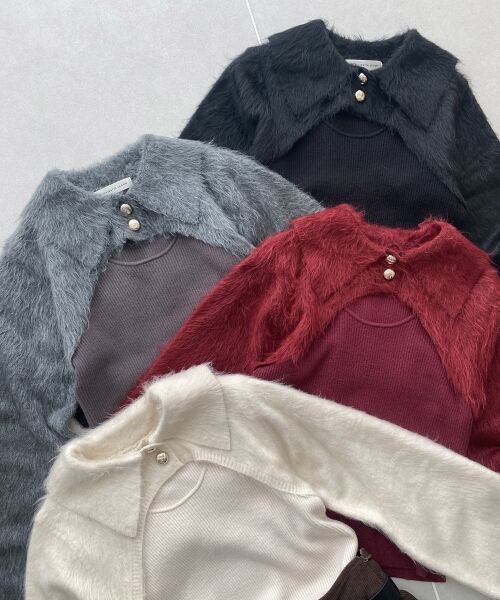 MAJESTIC LEGON / マジェスティックレゴン ニット・セーター | 襟付きデコルテオープンニット | 詳細2