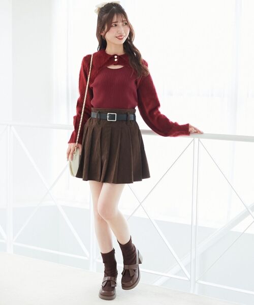 MAJESTIC LEGON / マジェスティックレゴン ニット・セーター | 襟付きデコルテオープンニット | 詳細22