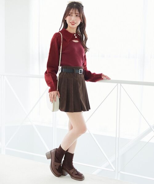 MAJESTIC LEGON / マジェスティックレゴン ニット・セーター | 襟付きデコルテオープンニット | 詳細23