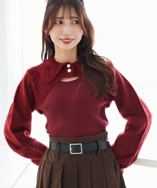 MAJESTIC LEGON / マジェスティックレゴン ニット・セーター | 襟付きデコルテオープンニット | 詳細25