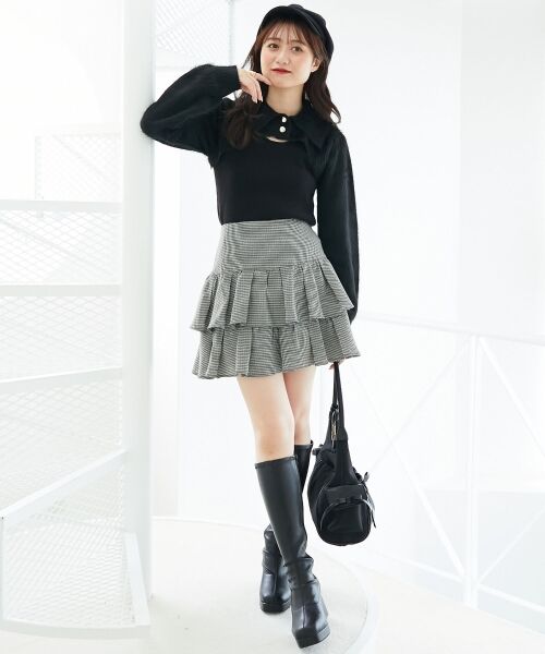 MAJESTIC LEGON / マジェスティックレゴン ニット・セーター | 襟付きデコルテオープンニット | 詳細5