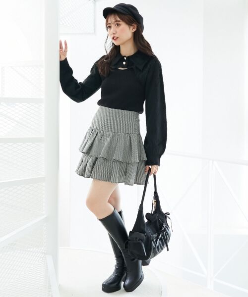 MAJESTIC LEGON / マジェスティックレゴン ニット・セーター | 襟付きデコルテオープンニット | 詳細6