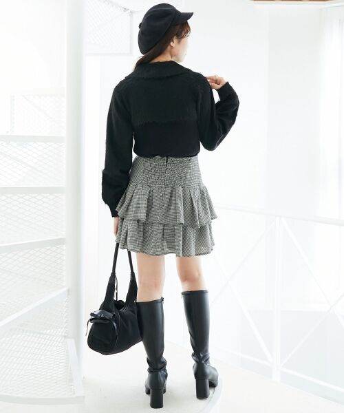 MAJESTIC LEGON / マジェスティックレゴン ニット・セーター | 襟付きデコルテオープンニット | 詳細7