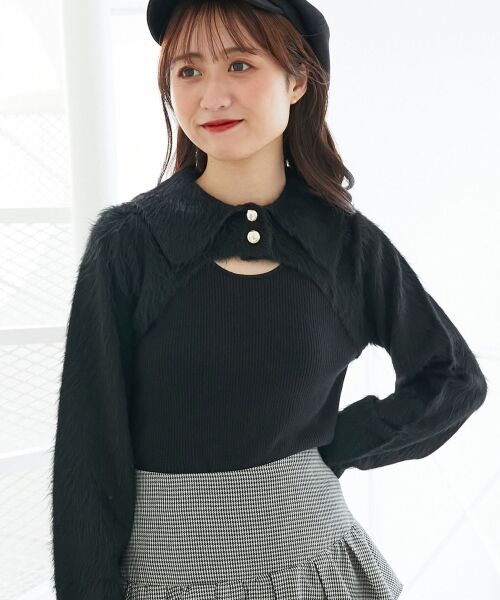 MAJESTIC LEGON / マジェスティックレゴン ニット・セーター | 襟付きデコルテオープンニット | 詳細8