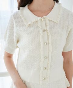 MAJESTIC LEGON / マジェスティックレゴン カーディガン・ボレロ | ミニケーブルフリルニットカーデ