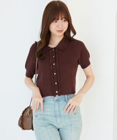 MAJESTIC LEGON / マジェスティックレゴン カーディガン・ボレロ | ミニケーブルフリルニットカーデ