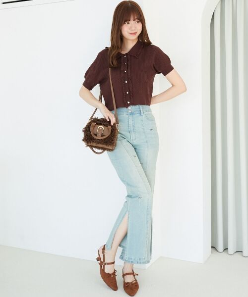 MAJESTIC LEGON / マジェスティックレゴン カーディガン・ボレロ | ミニケーブルフリルニットカーデ | 詳細12