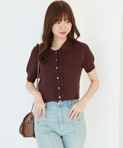 MAJESTIC LEGON / マジェスティックレゴン カーディガン・ボレロ | ミニケーブルフリルニットカーデ | 詳細15