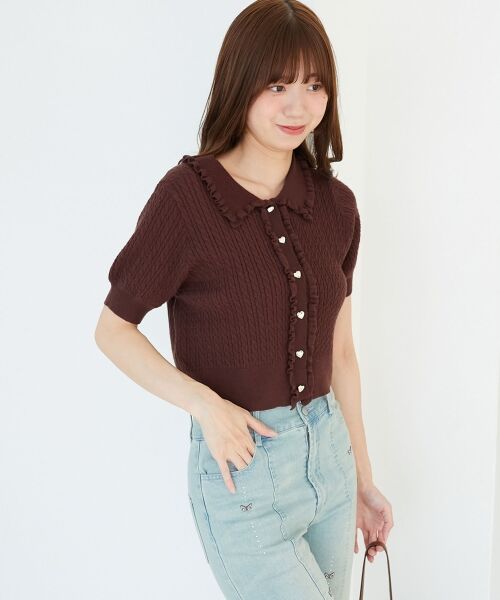 MAJESTIC LEGON / マジェスティックレゴン カーディガン・ボレロ | ミニケーブルフリルニットカーデ | 詳細16