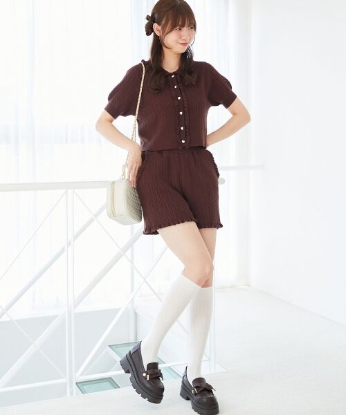 MAJESTIC LEGON / マジェスティックレゴン カーディガン・ボレロ | ミニケーブルフリルニットカーデ | 詳細9