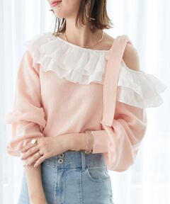 MAJESTIC LEGON / マジェスティックレゴン ニット・セーター | フリルワンショル肩リボンニット