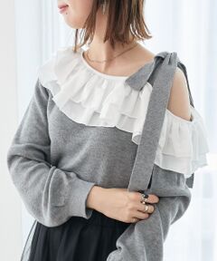 MAJESTIC LEGON / マジェスティックレゴン ニット・セーター | フリルワンショル肩リボンニット