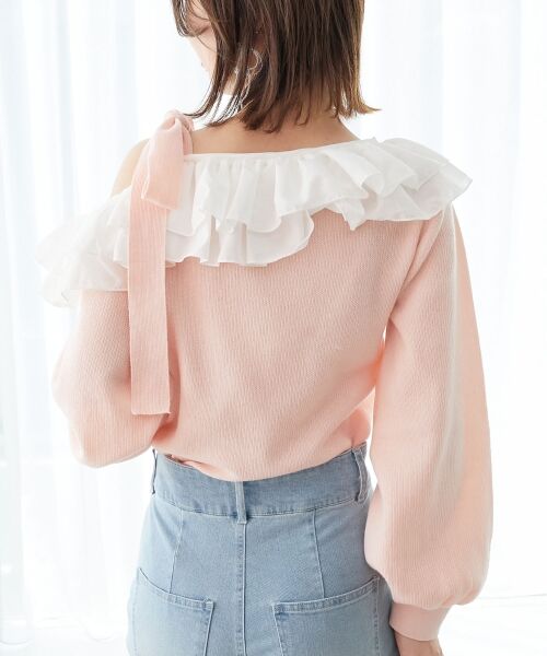 MAJESTIC LEGON / マジェスティックレゴン ニット・セーター | フリルワンショル肩リボンニット | 詳細13