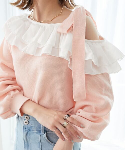 MAJESTIC LEGON / マジェスティックレゴン ニット・セーター | フリルワンショル肩リボンニット | 詳細14