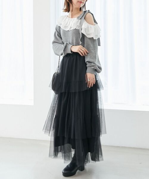 MAJESTIC LEGON / マジェスティックレゴン ニット・セーター | フリルワンショル肩リボンニット | 詳細16