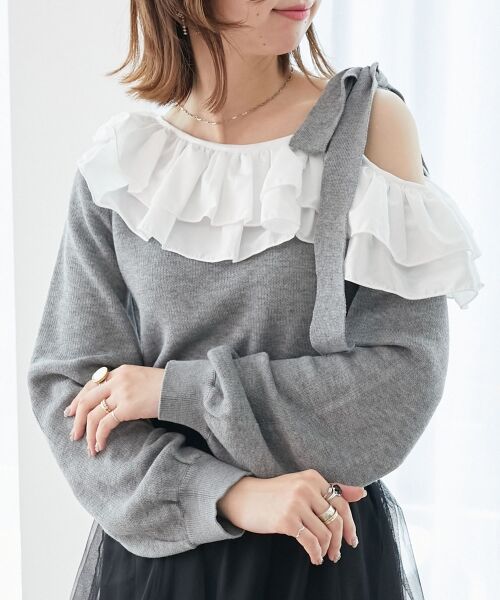 MAJESTIC LEGON / マジェスティックレゴン ニット・セーター | フリルワンショル肩リボンニット | 詳細18