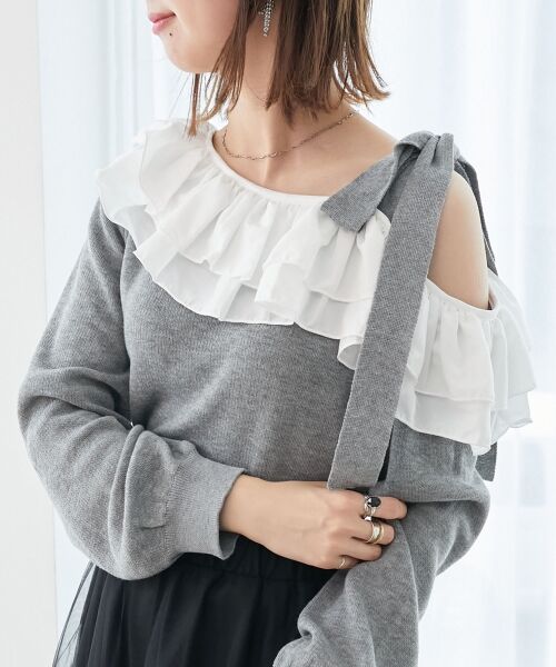 MAJESTIC LEGON / マジェスティックレゴン ニット・セーター | フリルワンショル肩リボンニット | 詳細19