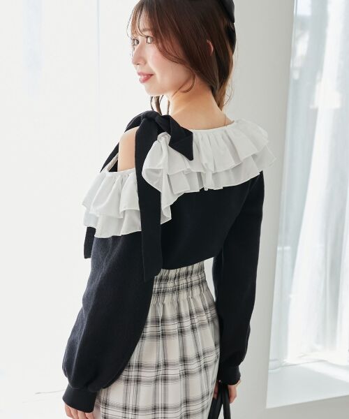 MAJESTIC LEGON / マジェスティックレゴン ニット・セーター | フリルワンショル肩リボンニット | 詳細27