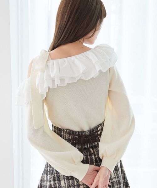 MAJESTIC LEGON / マジェスティックレゴン ニット・セーター | フリルワンショル肩リボンニット | 詳細6