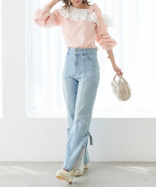 MAJESTIC LEGON / マジェスティックレゴン ニット・セーター | フリルワンショル肩リボンニット | 詳細8