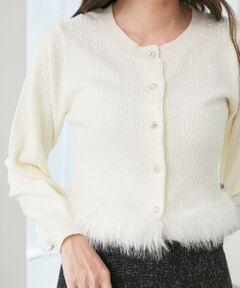 MAJESTIC LEGON / マジェスティックレゴン カーディガン・ボレロ | ヘムフェイクファーケーブルカーデ