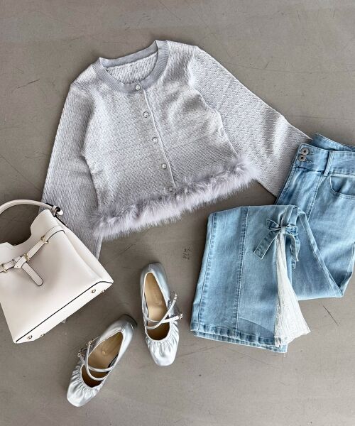 MAJESTIC LEGON / マジェスティックレゴン カーディガン・ボレロ | ヘムフェイクファーケーブルカーデ | 詳細30